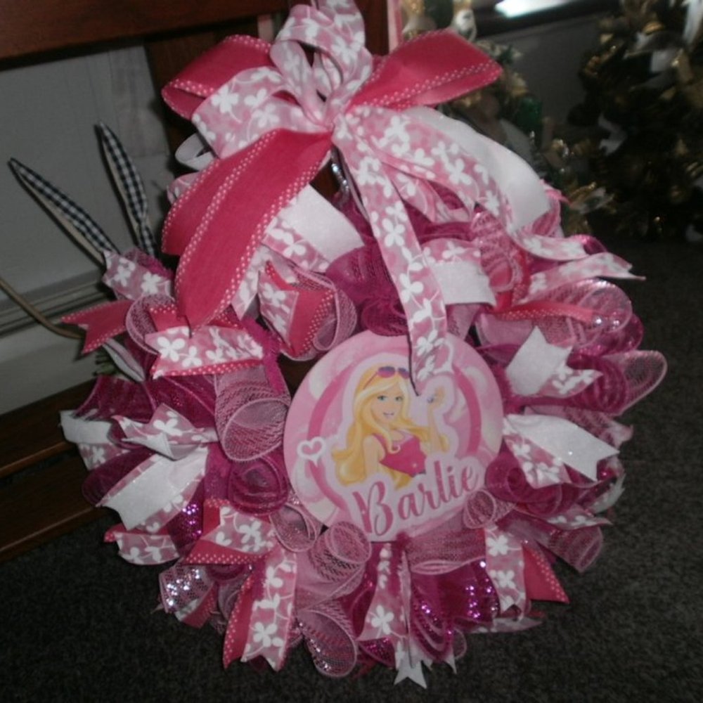 large Barbie wreath Handmade NEW
